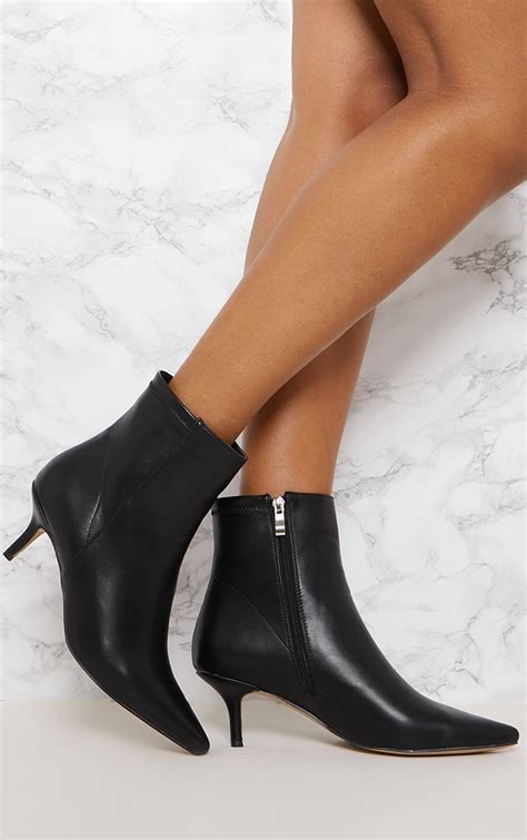 Black Low Heel Ankle Boot Shoes Prettylittlething Uae