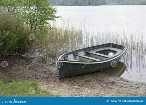 Rowing Boat Moored Lake Loch Reeds Single One Lonely Scenic National