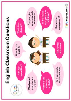 Esl Classroom Posters English Teaching Materials Tefllessons Com