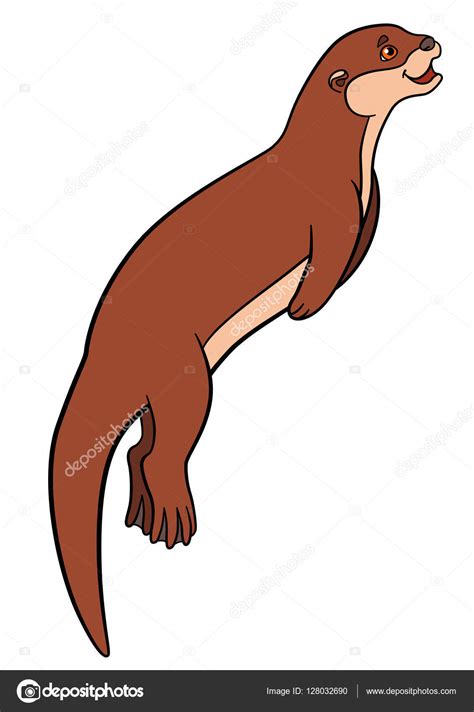 Cartoon Animals Little Cute Otter Swims Stock Vector By ©ya Mayka