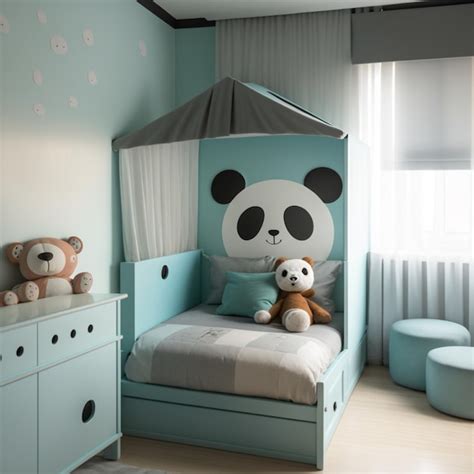 Premium Ai Image A Panda Themed Childs Room With A Bed And A Teddy