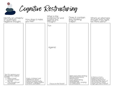 Cognitive Restructuring Therapy Worksheets Mental Health Printable Etsy