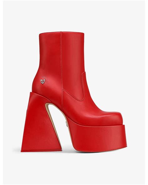 Naked Wolfe Jane Platform Leather Heeled Boots In Red Lyst Uk
