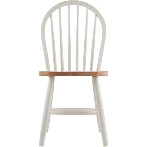 winsome windsor solid wood dining side chair in natural and white set of 2 53836