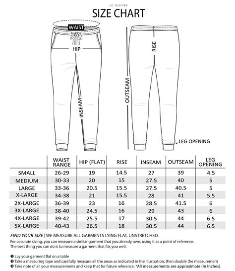 Men S Size Pants Chart