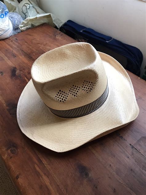 Vintage John B Stetson Roadrunner Cowboy Hat Woven Straw Bryantcote Sz