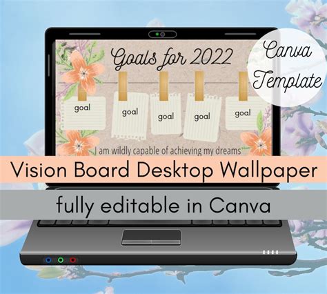 Canva Vision Board Template Desktop Wallpaper 1920 X 1080 Etsy Canada