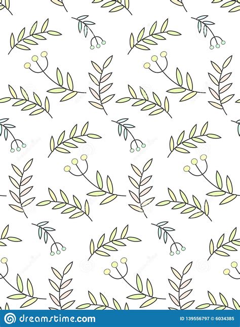 Seamless Pattern Of Flowers And Leaves Stock Illustration