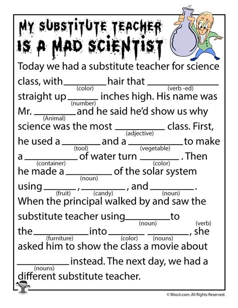 ️science Mad Libs Worksheets Free Download