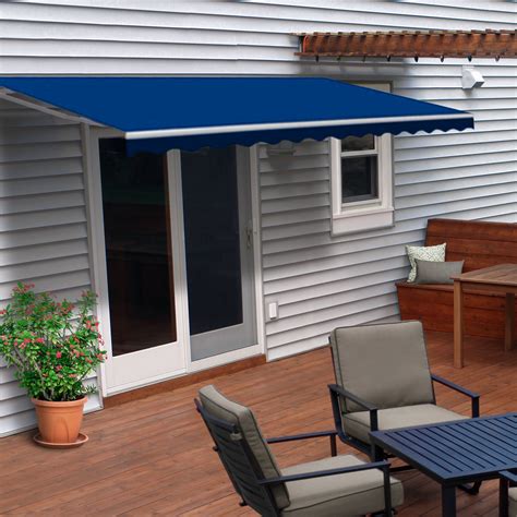 Aleko Aw13x10blue30 Retractable Patio 13 X 10 Awning Canopy Blue