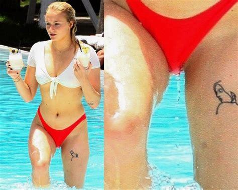 Sophie Turners Tits And Ass Hanging Out Of Her Bikini