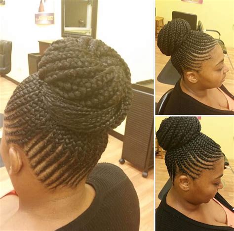 Nice Braided Bun By Marlyshairbraiding Black Hair