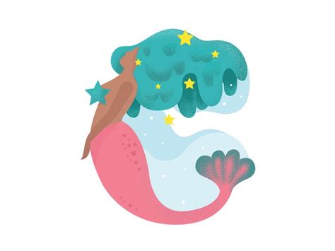 Letter C Mermaid Illustration Mermaid 36 Days Of Type Lettering 36