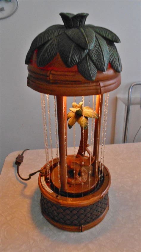 Vintage Rain Lamp Resin With Elephant And Palm Treeworks Great