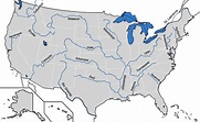 US Major Rivers Map | WhatsAnswer | Lake map, Usa map, Geography map