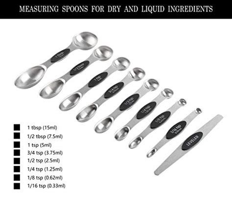 Magnetic Measuring Spoons Stainless Steel Set 14 Include 8 Double Sided