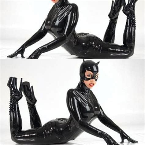 Black Pu Catsuit Plus Size S 5xl Sexy Faux Leather Bodysuit Catwomen