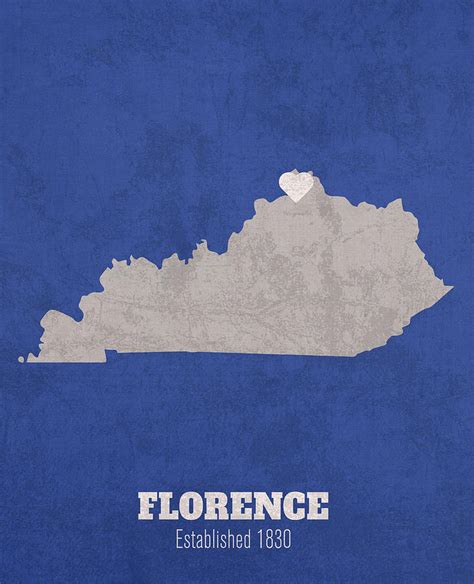 Florence Kentucky City Map Founded 1830 University Of Kentucky Color