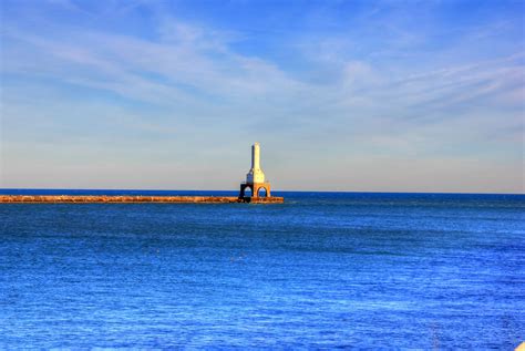 Lighthouse In The Afternoon At Port Washington Wisconsin Image Free