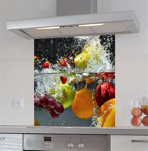 Oranges And Apples In Water Design Splashback Kitchen Glass Splashbacks