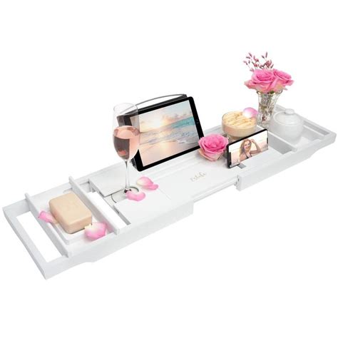 🎉 📦 ⠀ hurry to our amazon storefront for some exclusive deals! White Bath Tray Bamboo Wood Bath Caddy Bathtub Tray | Etsy ...