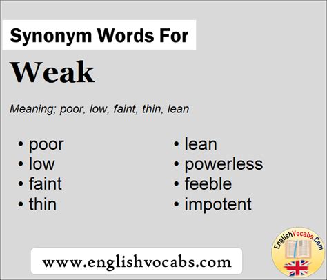 Synonym For Weak What Is Synonym Word Weak English Vocabs