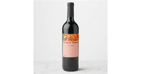 Orange Marigolds Garden Striking Photo Wine Label Zazzle