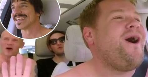 watch james corden s naked carpool karaoke with red hot chili peppers ok magazine
