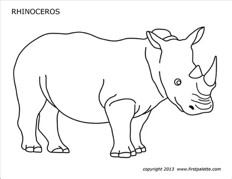 Rhinoceros Real Animals For Kids Printable Free Coloring Pages