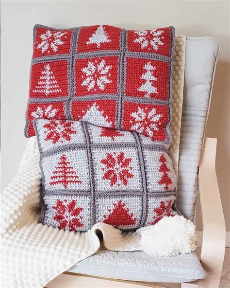 Modern Hygge Pillows Free Christmas Tapestry Crochet Pattern