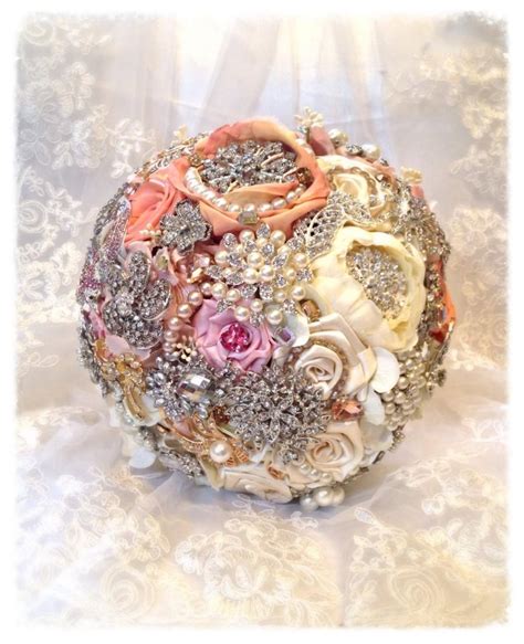 Bridal Brooch Bouquet Deposit On Made To Order White Light Peach
