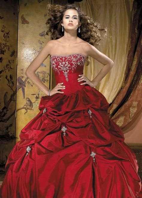 Red Wedding Dress Ball Gown Prlog