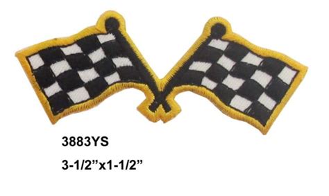 Checkered Crossed Flagsracing Flags Embroidery Iron On Applique Patch