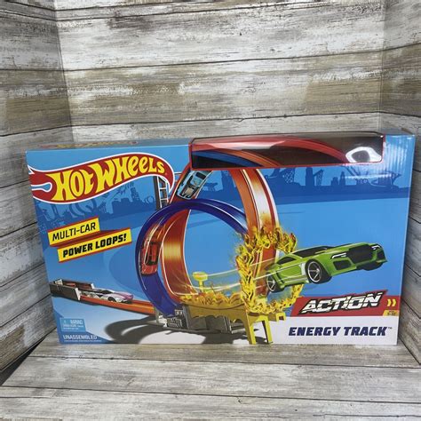 Hot Wheels Action Energy Track Double Power Loops Track Set W 3 Cars