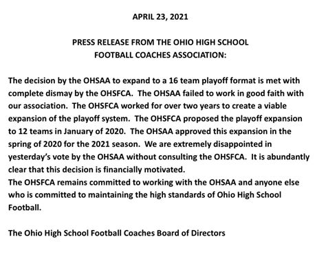 Ohsaa Expands Football Playoffs Starting This Fall Stateline Sports