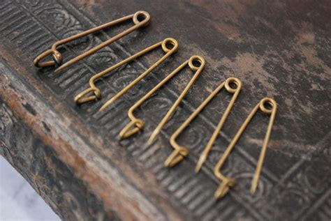 Set Of 10 Antique Brass Brooch Back Pins Clasps From 1920 1930s From