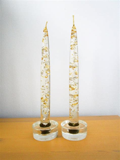 Mid Century Lucite Candles Gold Silver Confetti Flecks Flakes Etsy