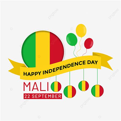 Happy Independence Day In Mali With Flag Ball Decoration 22 September