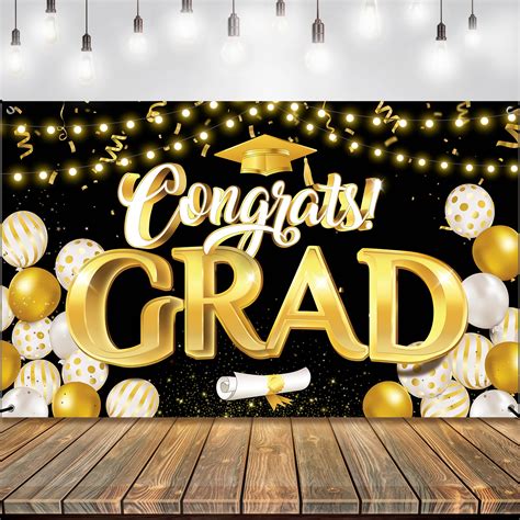 Buy Katchon Congrats Grad Banner 72x44 Inch Black And Gold