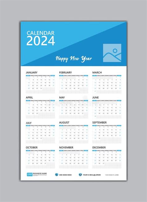 Wall Calendar 2024 Template Set Of 12 Months For Calendar 2024 Year