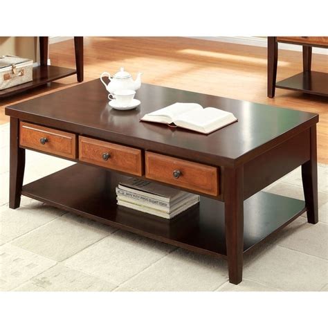 Shop Furniture Of America Quem Transitional Cherry Solid Wood Coffee