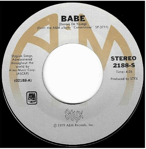 Styx Babe Am 2188 S Single 7 Vinyl September 1979
