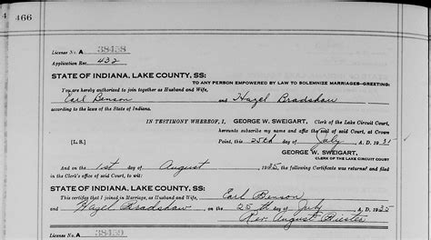 Lake County Indiana Marriage Record 11 May 1935 14 Aug 1935 P 466