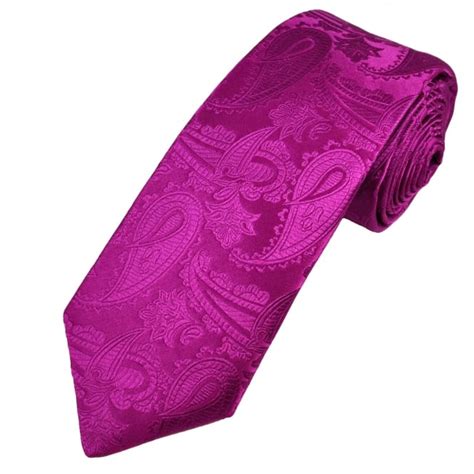 Van Buck Platinum Fuchsia Pink Paisley Silk Designer Tie Limited