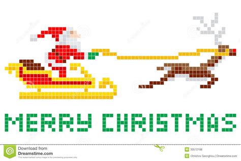 Un ours polaire et son pull de noël | graphisme décoratif. Pixel Art Christmas Santa And Sled Royalty Free Stock Photos - Image: 33572198
