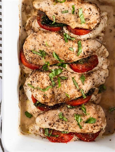 But the fact is that the famous chicken stuffed with mozzarella wrapped in parma ham with a side of homemade mash was coocked by. Mozzarella Stuffed Chicken with Tomato and Basil | Recipe ...