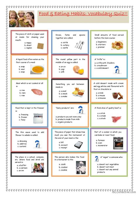 Food And Eating Habits Vocabular English Esl Worksheets Pdf And Doc