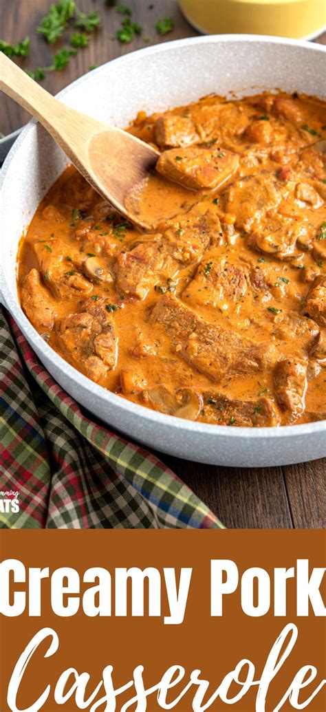 Make the green apple sauce while the pork roasts. Creamy Pork Casserole from - tender pieces of pork loin in a rich creamy tomato sauce with ...