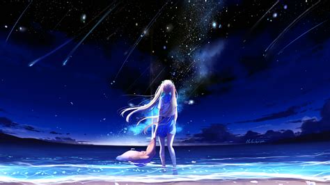 Anime Girl Night Beach 4k Wallpaper Download High Resolution 4k Wallpaper