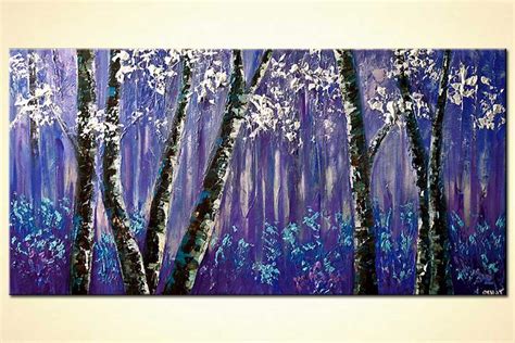 Painting For Sale Purple Forest Of Blooming Birch Trees